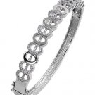 Linked O Cubic Zirconia Silver Bangle Bracelet Sterling Silver