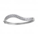 Bar Set Brilliant Cut CZ Silver Bangle Bracelet Sterling Silver