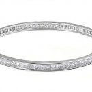 5mm Thick Princess Cut CZ Eternity Silver Bangle Bracelet Sterling Silver