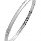 Plain Matte with X Ropes Silver Bangle Bracelet  Sterling Silver