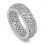 Three Row Micro Pave CZ 8mm Eternity Wide Band Ring Sterling Silver Sterling Sil