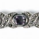 Vintage Inspired X Linked Amethyst Silver Marcasite Tennis Bracelet Sterling Sil