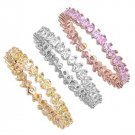 Three Piece Brilliant Cut Multicolor Cubic Zirconia Eternity Ring Sterling Silve