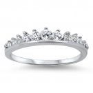 Round CZ Graduated Wedding Band Ring 925 Solid Sterling Silver  Sterling Silver