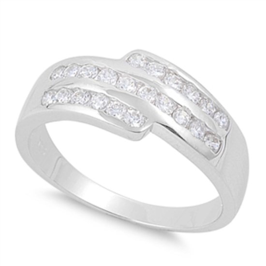 TRIPLE ROW CZ WEDDING BAND ANNIVERSARY RING Sterling Silver Sterling Silver  Wed