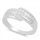 TRIPLE ROW CZ WEDDING BAND ANNIVERSARY RING Sterling Silver Sterling Silver  Wed