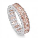 6MM PRINCESS CHAMPAGNE CZ ETERNITY ANNIVERSARY BAND Sterling Silver Ring Sterlin