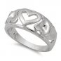 925 Solid Sterling Silver Ring - Heart Band 3 mm