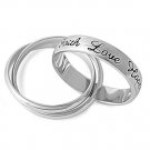 925 Solid Sterling Silver Ring - Faith Hope Love Band