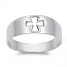 925 Solid Sterling Silver Ring - Cross Band 7mm
