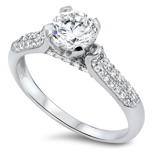 1CT ROUND CUT VINTAGE STYLE ENGAGEMENT RING Sterling Silver Ring Size 5-10 Sterl