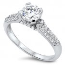1CT ROUND CUT VINTAGE STYLE ENGAGEMENT RING Sterling Silver Ring Size 5-10 Sterl