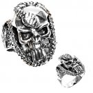 925 Solid Sterling MEN'S SKULL WITH SNAKE RING 925 Solid Sterling Band Sizes 9-1