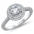 1CT ROUND VINTAGE STYLE HALO CZ Sterling Silver Bridal Engagement Ring Size 5-10