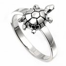 925 Solid Sterling Silver Ring - Turtle Band 14mm