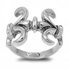 925 Solid Sterling Silver Ring - Fleur De Lis Band 18mm