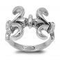 925 Solid Sterling Silver Ring - Fleur De Lis Band 18mm