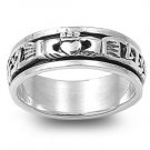 925 Solid Sterling Silver Ring - Spinner - Claddagh Band