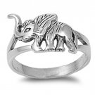 925 Solid Sterling Silver Ring - Elephant Band 13mm