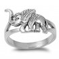 925 Solid Sterling Silver Ring - Elephant Band 13mm