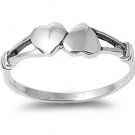925 Solid Sterling Silver Ring - Hearts Band 6mm