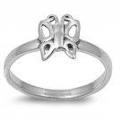 925 Solid Sterling Silver Ring  - Butterfly Band 10 mm