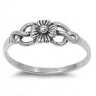 925 Solid Sterling Silver Ring - Flower Band