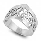 925 Solid Sterling Silver Ring - Star Band 15 mm