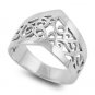 925 Solid Sterling Silver Ring - Star Band 15 mm