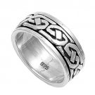 925 Solid Sterling Silver Ring - Spinner - Celtic Design Band