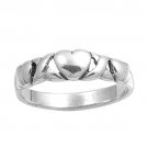 925 Solid Sterling Silver Ring - Heart - 4.13 Band 5 mm