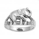 925 Solid Sterling Silver Ring - Elephant Band 13 mm
