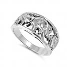 925 Solid Sterling Silver Ring - Elephant Band 10 mm