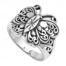 925 Solid Sterling Silver Ring - Butterfly Band 19 mm