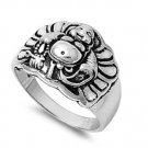 925 Solid Sterling Silver Ring - Buddha Band 15 mm