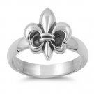 925 Solid Sterling Silver Ring - Fleur De Lise Band