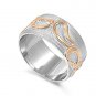 925 Solid Sterling Silver Ring -  Two Tone Band 10 mm