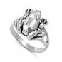 925 Solid Sterling Silver Ring - Frog Band 10 mm