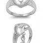 925 Solid Sterling Silver Ring - Heart & Key Band 13 mm