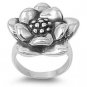 925 Solid Sterling Silver Ring - Flower Band 25 mm