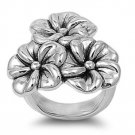 925 Solid Sterling Silver Ring - Plumeria Band 29mm