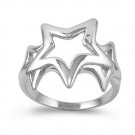 925 Solid Sterling Silver Ring - Star Band 19 mm