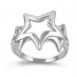 925 Solid Sterling Silver Ring - Star Band 19 mm