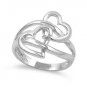 925 Solid Sterling Silver Ring-Heart Band 18 mm