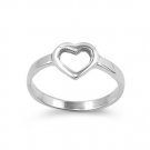 925 Solid Sterling Silver Ring - Open Heart Band 8 mm