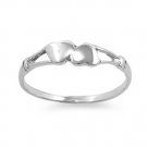 925 Solid Sterling Silver Ring  -  Heart Band 4 mm