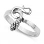 925 Solid Sterling Silver Ring - Snake Band 14mm