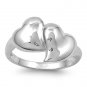 925 Solid Sterling Silver Ring - Heart Band 13 mm