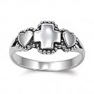 925 Solid Sterling Silver Ring - Cross and Heart Band 9 mm (0..36 inch)