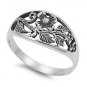 925 Solid Sterling Silver Ring - Plumeria Band 11 mm (0.42 inch)